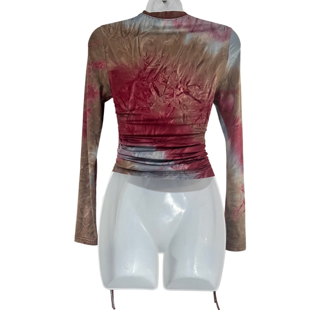 SHEIN Multicolor Tie-Dye Drawstring Knot Side Crop Top, Size 2 - Picture 5 of 8
